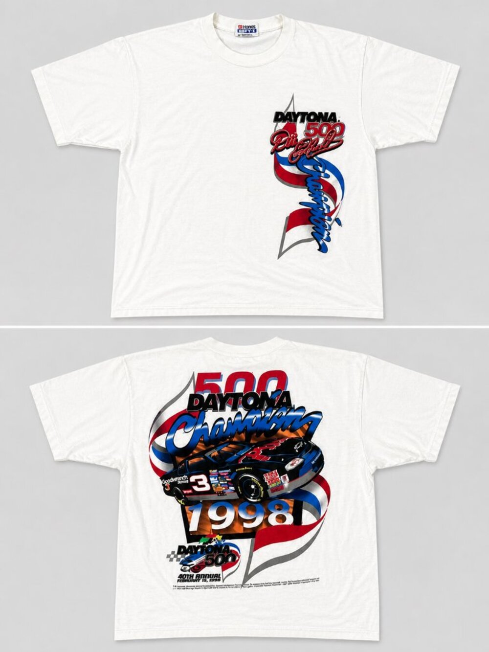 Vintage 1998 Dale Earnhardt Daytona 500 Champion Double-Sided Tee – Large